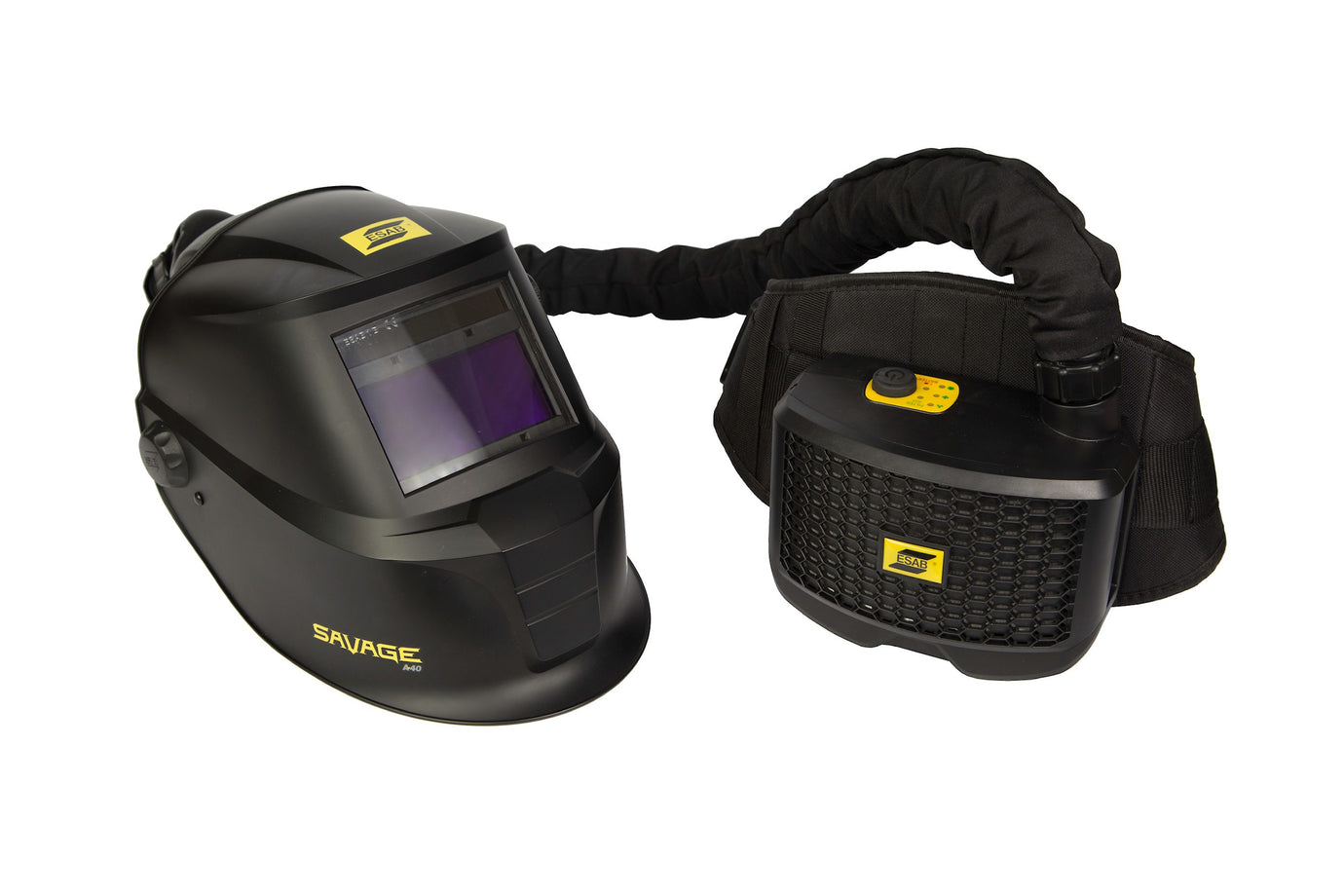ESAB Savage A40 Welding Helmet with Air complete ESAB PAPR Unit 1m Package